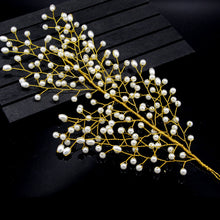 Load image into Gallery viewer, Handmade Pearl Leaves Bridal Hair Jewelry