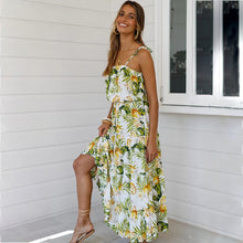 Load image into Gallery viewer, Tropical Rainforest Print Sun Dress with Spaghetti Straps