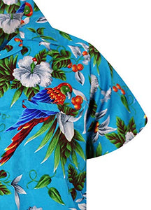 Hawaiian Shirt, Parrot Cherry, Turquoise, XS
