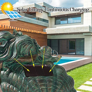 Mermaid Garden Sculptures Outdoor Decor, Solar Bronze Patina Figurines for Patio Pool Fountain Decorations, 6.5 inch