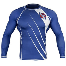 Load image into Gallery viewer, Hayabusa Recast Long Sleeve Rash Guard, Blue/White, Small : Sports &amp; Outdoors