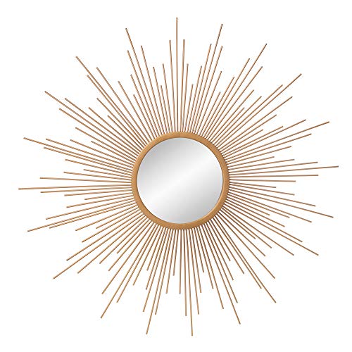 Art Deco Sunburst Golden Wall Accent Mirror - 30