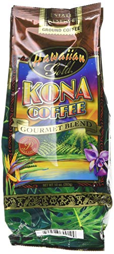 Kona Hawaiian Gold Kona Coffee, Gourmet Blend Ground Coffee, 10 Ounce : Grocery & Gourmet Food