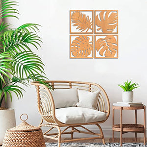 Wooden Palm Leaves Wall Decor - Pack of 4