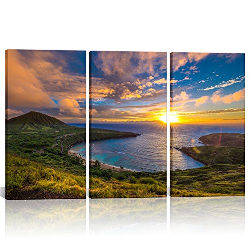 Canvas Print Wall Art  Sunrise from Hanauma Bay Modern Giclee Stretched And Framed  16