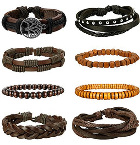 Leather Bracelet for Men Women Woven Cuff Bracelets