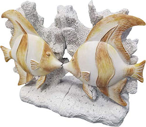 Ocean Harmony - Seaside Tales - Elegant Angelfish & Coral Reef Decorative Bookend Set Hand-Painted Beach House Shabby Chic Sea Life Marine Nautical Home Decor Shelf Accent, 7.5-inch