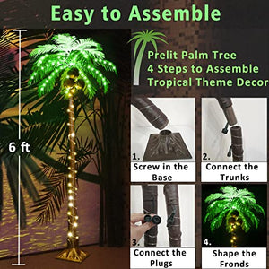 6FT LED Lighted Outdoor Artificial Palm Tree