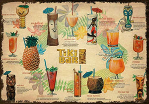 Vintage Tiki Bar Cocktail Menu Metal Tin Sign 8x12