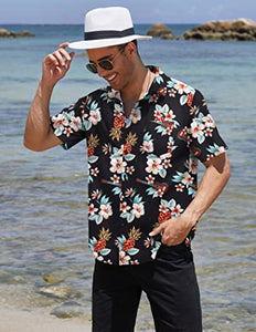 Casual Button Down Floral Printed Beach Shirt with Pocket