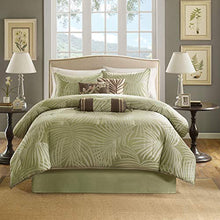 Load image into Gallery viewer, Madison Park Comforter Scenic Design All Season Hypoallergenic Down Alternative Set, Matching Bed Skirt, Decorative Pillows, Queen(90&quot;x90&quot;), Freeport, Palm Leaf Green