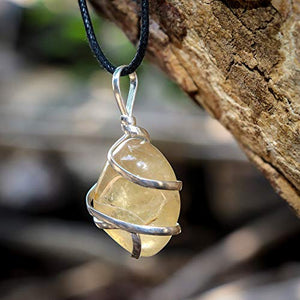 Citrine Gemstone Pendant Necklace - Natural Crystal Healing | Joy, Wealth and Abundance Jewelry for Men & Women
