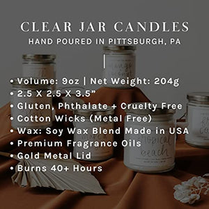 Pineapple, Mango, Coconut Milk, Orange and Peach Tropical Summer Scented Soy Candles for Home | 9oz Clear Jar, 40 Hour Burn Time, Made in the USA
