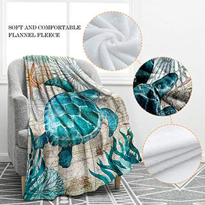 Sea Horse Blanket Smooth Soft Ocean Style Print Throw Blanket for Sofa Chair Bed Office Gift 50"x60"