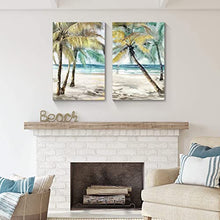 Load image into Gallery viewer, Palm Trees &amp; Seascape Painting  for Modern Living Room Bathroom Bedroom (set of 2)