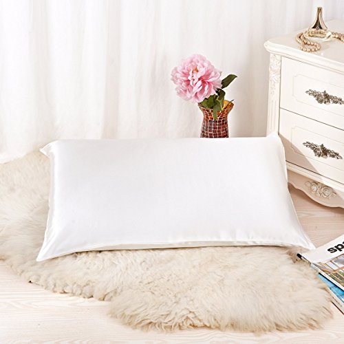 Natural Silk Pillowcase, Hypoallergenic, 19 momme, 600 thread count 100 percent Mulberry Silk, Queen Size with hidden zipper (1, Ivory(Natural Undyed White)): Home & Kitchen