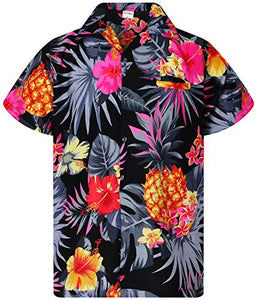 Hawaiian Shirt, Short sleeve, Pineapple, Black Grey - up to 6XL
