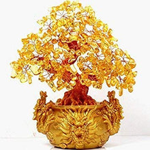Load image into Gallery viewer, Citrine Yellow Crystal Money Tree with Chinese Dragon Pots