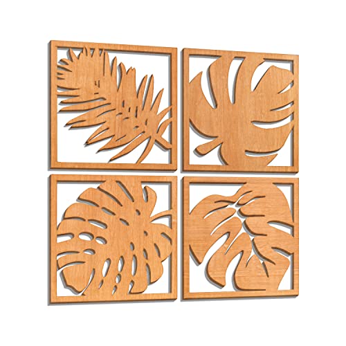 Wooden Palm Leaves Wall Decor - Pack of 4