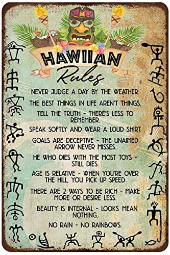 Retro Metal Tin Sign Hawaiian Rules