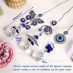 Evil Eye Suncatchers with Crystal Prism (3 Pcs)