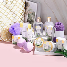 Load image into Gallery viewer, Deluxe Spa Gift Basket - 15pcs Lavender  Includes Bubble Bath, Bath Bombs, Massage Oil, Bath Set