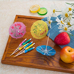 144PCS cocktail umbrella picks, elegant drink umbrellas, tropical parasol toothpicks assorted colors for party decorations 4IN