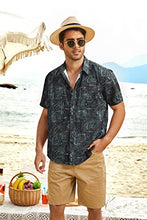 Load image into Gallery viewer, Tropical Button Down Short Sleeve Vintage Floral Shirt (Dark Green)