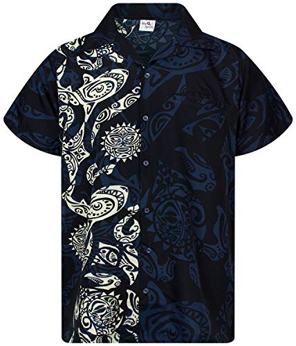 Hawaiian Shirt, Short sleeve, Maori Wedding, Black