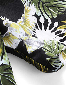 Men's Slim fit Floral Printed Short-Sleeve Button-Down Hawaiian Shirt (Medium Chest: 41.7 inch, 6913)