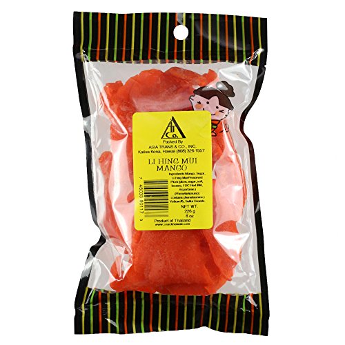 Li Hing Mui Mango - 8 ounce bag - Sweet Dried Ripe Mango sprinkled with Li Hing Mui (plum) powder