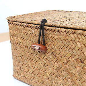 HandWoven Seagrass Baskets with Lid Set of 3