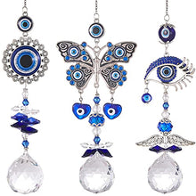 Load image into Gallery viewer, Evil Eye Suncatchers with Crystal Prism (3 Pcs)