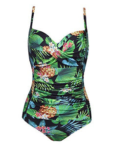 Plus Size Swimwear Women's One Piece Bathing Suit Bikini Tummy Control Swimsuits(PAT5,Large)