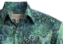 Load image into Gallery viewer, Hand Printed Indo Bay Tropical Hawaiian Cotton Batik Shirt (L, Green)