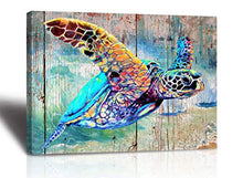 Load image into Gallery viewer, Sea Turtle Bathroom Wall Decor Canvas Prints Life Teal Watercolor Painting Beach Theme Artwork 1 Panels Framed for Bedroom Living Room Bedroom Home Office Decorations 12x16x1 Turtle wall art Baby ro