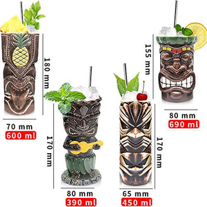 Set of 4– Ceramic Hawaiian Tiki Mugs