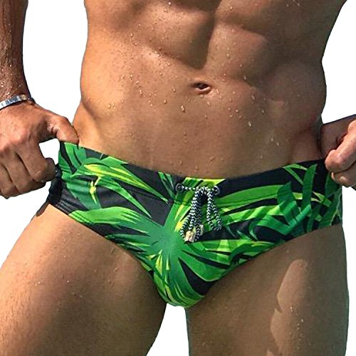 Bikini Briefs Padded Swimsuit (XXL,Green)