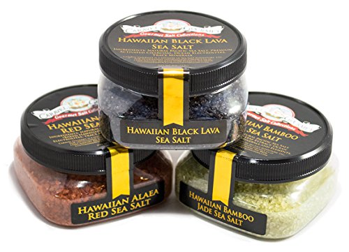 Hawaiian Sea Salt 3-Pack: Black Lava, Alaea Red, Bamboo Jade, 12 Total Ounces, Caravel Gourmet : Grocery & Gourmet Food