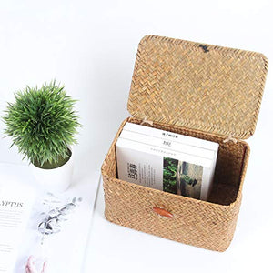 HandWoven Seagrass Baskets with Lid Set of 3