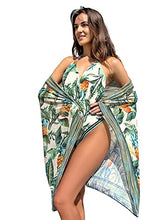 Load image into Gallery viewer, One Piece Tropical Print Halter Swimsuit with Cover Up