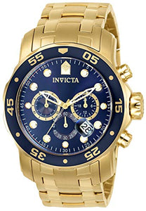 Men's Pro Diver Collection Chronograph 18k Gold-Plated Watch with Link Bracelet