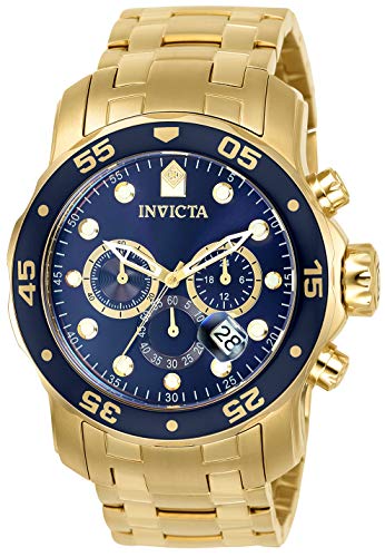 Men's Pro Diver Collection Chronograph 18k Gold-Plated Watch with Link Bracelet