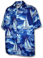 Load image into Gallery viewer, Hawaiian Shirts Sailboats Navy