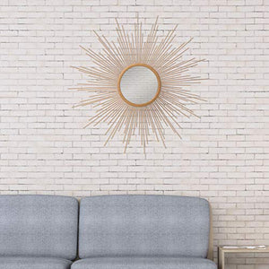 Art Deco Sunburst Golden Wall Accent Mirror - 30"