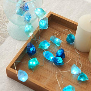 Sea Glass Raw Stones LED String Lights 6.5ft 20 lights