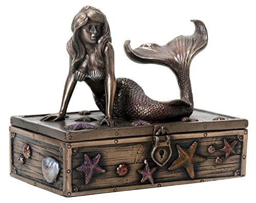 Art Nouveau Bronze Mermaid on Treasure Chest Knick-Knack Box