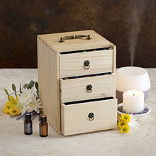 Load image into Gallery viewer, Essential Oil Box - Wooden Storage Case With Handle. Holds 75 Bottles &amp; Roller Balls. 3 Tier Space Saver. Large Organizer