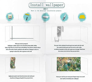 Jungle Wallpaper Tropical Plants Flower Bird Mural Wallpaper for Bedroom Living Room Bathroom Office(Not Peel 'n Stick)