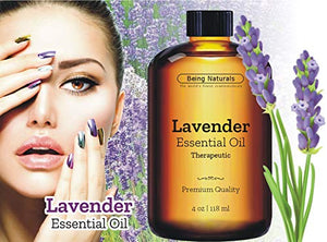 Therapeutic Lavender Essential Oil - Huge 4 OZ - Premium Lavender Oil with Glass Dropper: Grocery & Gourmet Food